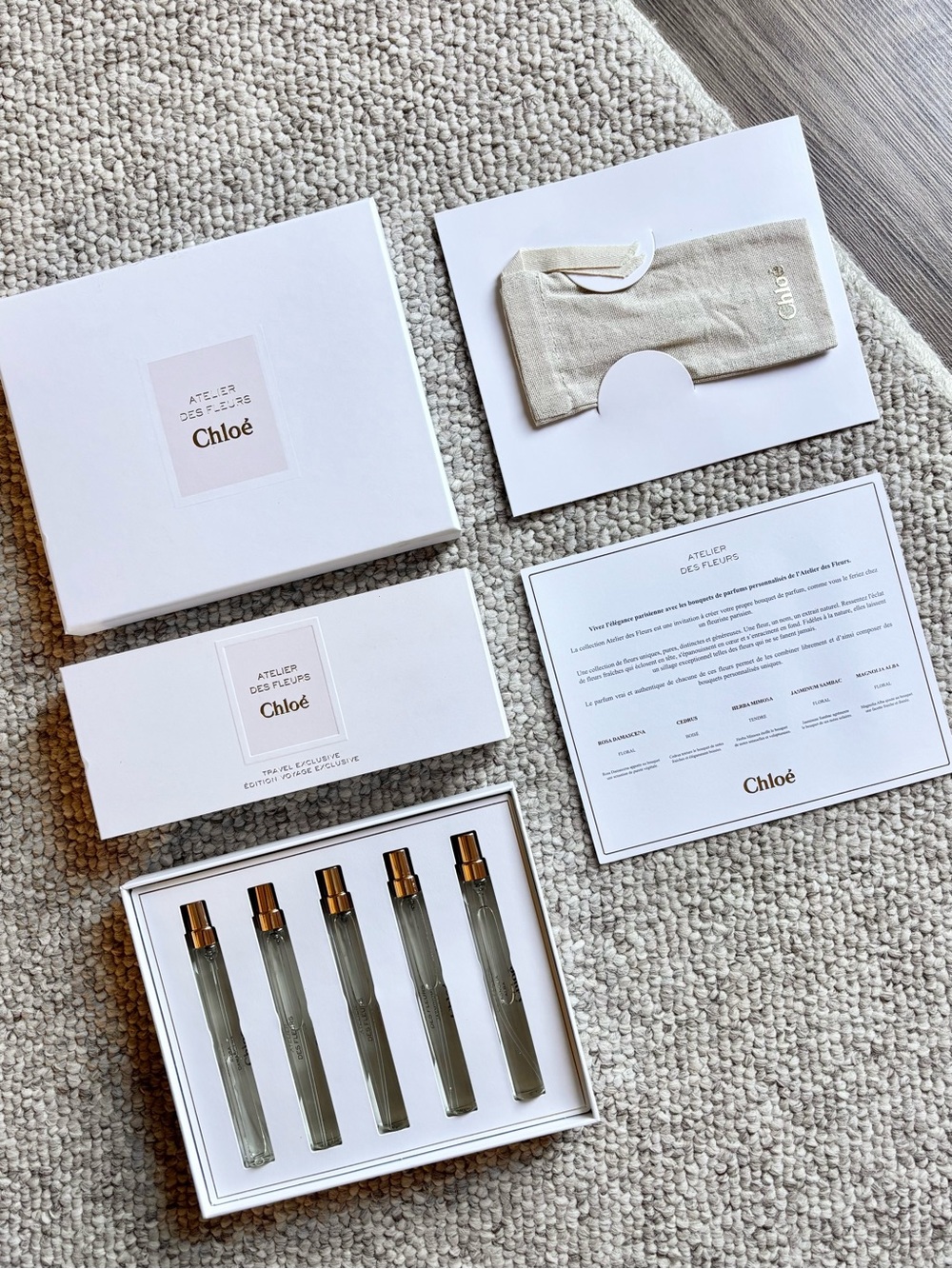 Chloé Atelier des Fleurs Luxury 5-Piece Travel Penspray EDP Gift Set – NIB